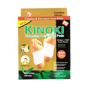 Kiyome Kinoki Detox Foot Pads - Ginger & Salt Adhesive Patches for Foot Care, Body Cleansing, Pain Relief, Relieve Stress, Relaxation 10 Pads In Each Box
