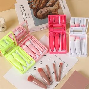 5pcs travel size makeup brushes set mini makeup brushes, small complete function cosmetic brushes kit with case and mirror perfe