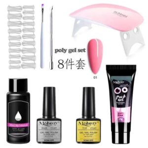 Poly Nail Gel Set 6W LED Lamp Full Manicure Set Quick Extension Nail Kit Gel