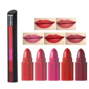 5-in-1 Matte Lipstick Set | Waterproof, Long Lasting Red & Nude Shades