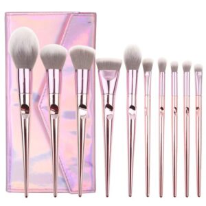 O.TWO.O Chrome Makeup Brush Set – 10Pcs Professional Kit