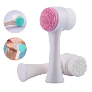 3D Double Sides Multifunctional Silicone Face Cleanser Facial Cleansing Brush Portable