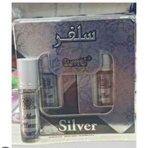 Pack of 6 Pcs Surrati Silver Attar | Alcohol-Free Concentrated Perfume Oil