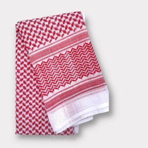 Men’s Red & White Shemagh Scarf | Arabian Headwear Shawl
