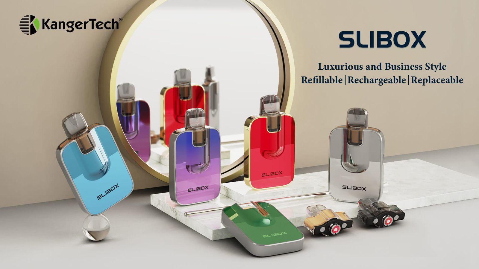 Slibox Refillable 2ml Vape Pod – Elegant Stainless Steel, Type-C Charging, 0.8ohm, Supports 5 Fills