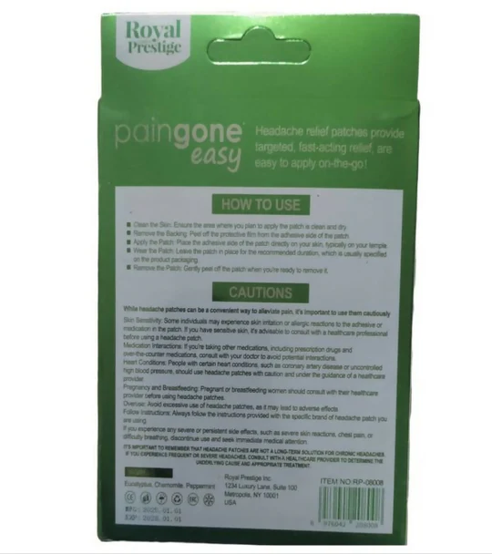 Paingone Easy Headache Relief Patches – Natural Cooling 10-Pack - Image 2